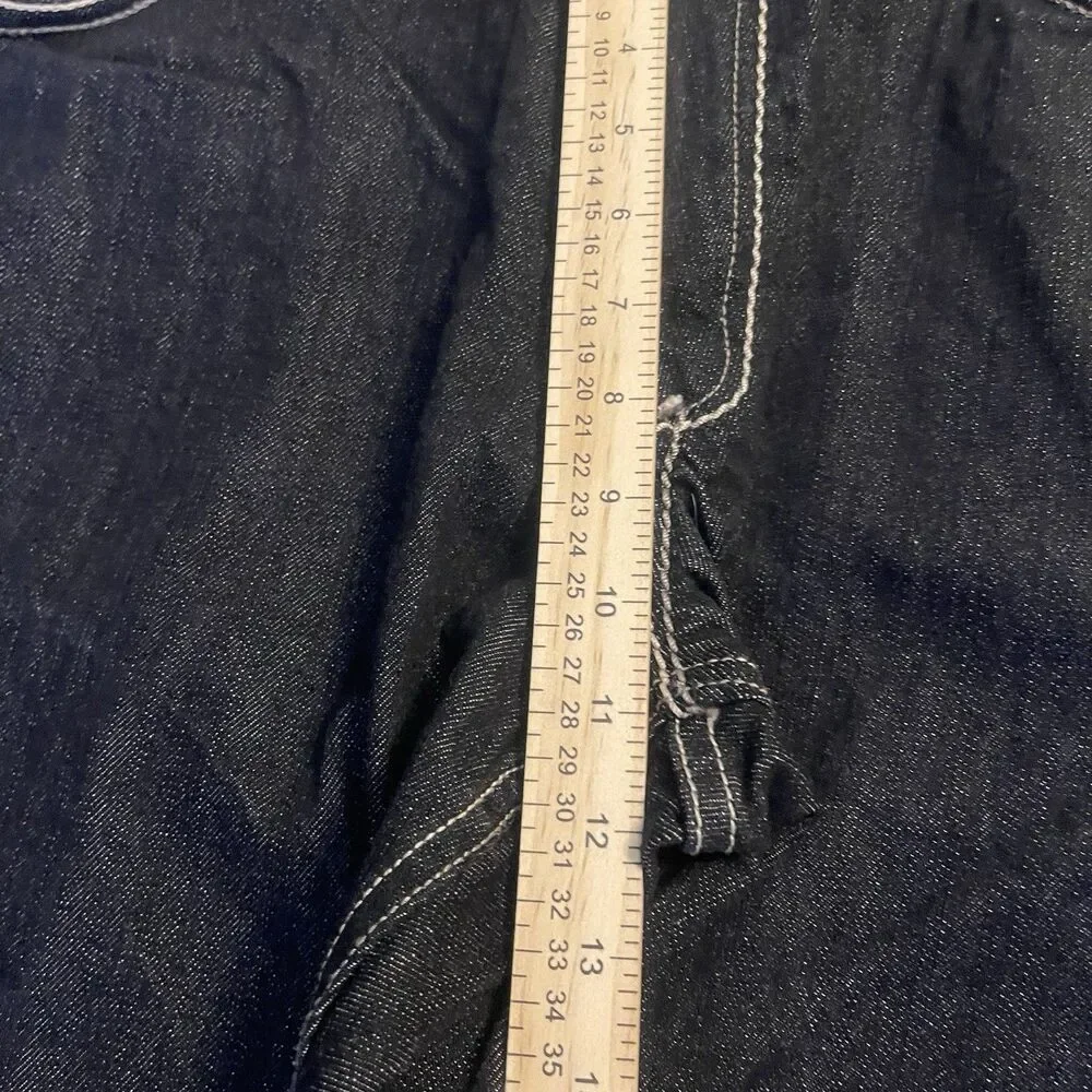 Artful Dodger Jeans Straight Black Embroidered Flap Pocket Y2K Baggy Skater